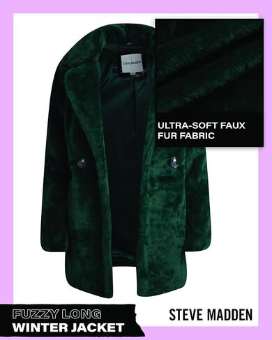 Steve Madden Women's Fur Coat - Cozy Faux Fur Coat for Women - Warm Fuzzy Long Womens Winter Coat and Down Jacket (S-XL) in Saudi Arabia