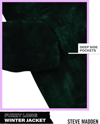 Steve Madden Women's Fur Coat - Cozy Faux Fur Coat for Women - Warm Fuzzy Long Womens Winter Coat and Down Jacket (S-XL) in Saudi Arabia