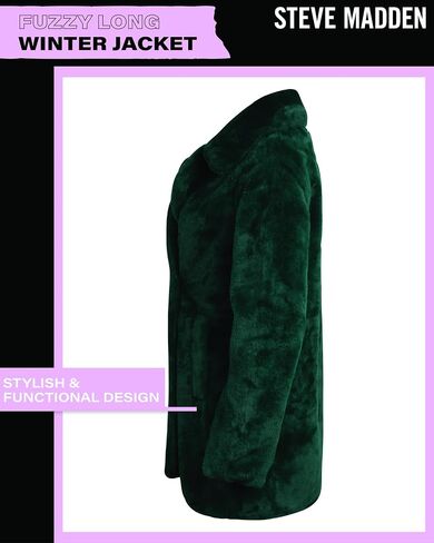 Steve Madden Women's Fur Coat - Cozy Faux Fur Coat for Women - Warm Fuzzy Long Womens Winter Coat and Down Jacket (S-XL) in Saudi Arabia