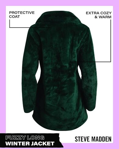 Steve Madden Women's Fur Coat - Cozy Faux Fur Coat for Women - Warm Fuzzy Long Womens Winter Coat and Down Jacket (S-XL) in Saudi Arabia