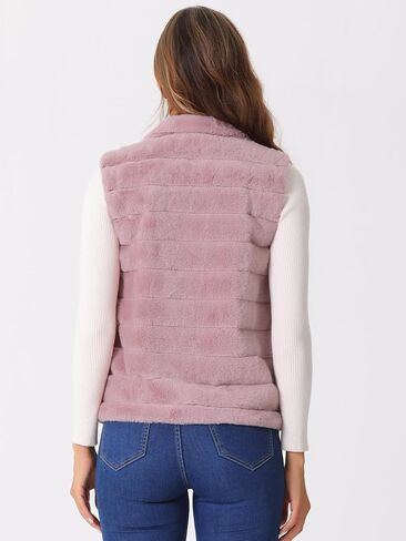 Allegra K Faux Fur Vest for Women's Zip-Up Sleeveless Winter Coat in Saudi Arabia