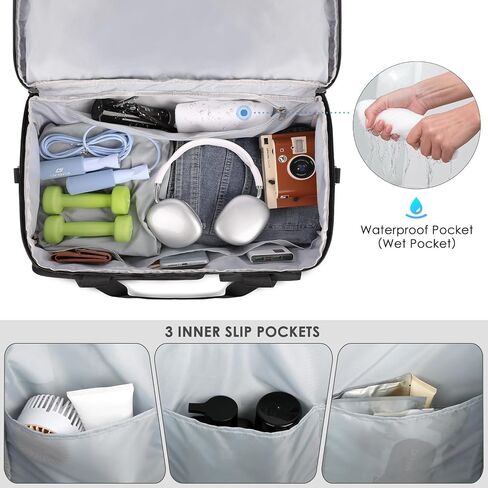 ETRONIK Travel Bag for Men Women, Duffle Bag Overnight Bag with Shoe Compartment, Carry on Bag Weekender Bag for Airplanes, Gym Bag With Toiletry Bag for Travel, Gym, Trip, Yoga, Black in Saudi Arabia