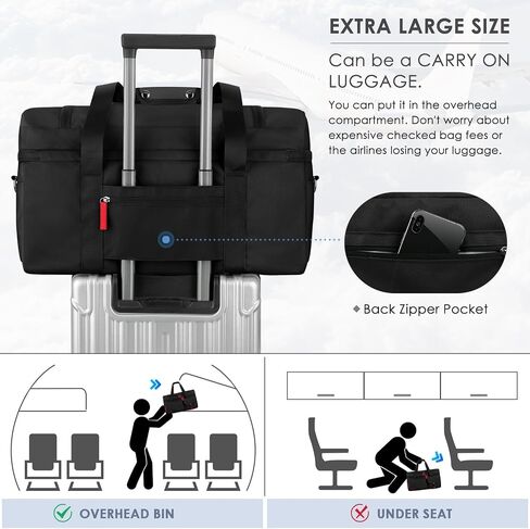 ETRONIK Travel Bag for Men Women, Duffle Bag Overnight Bag with Shoe Compartment, Carry on Bag Weekender Bag for Airplanes, Gym Bag With Toiletry Bag for Travel, Gym, Trip, Yoga, Black in Saudi Arabia