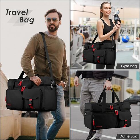 ETRONIK Travel Bag for Men Women, Duffle Bag Overnight Bag with Shoe Compartment, Carry on Bag Weekender Bag for Airplanes, Gym Bag With Toiletry Bag for Travel, Gym, Trip, Yoga, Black in Saudi Arabia