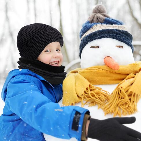 12 Pcs Kids Beanie Hat Gloves Scarf Set Winter Knitted Hat Ski Mittens Gloves Neck Warm Scarves for 5-8 Boys Girl Gift in Saudi Arabia