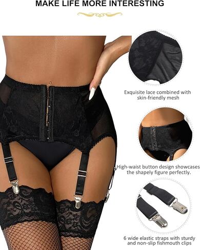 أحزمة رباط من الدانتيل لارتفاعات الفخذين بالإضافة إلى حجم حزام الحمالات مجموعة حزام الرباط ملابس داخلية مثيرة مع 6 أشرطة زلة in Kuwait