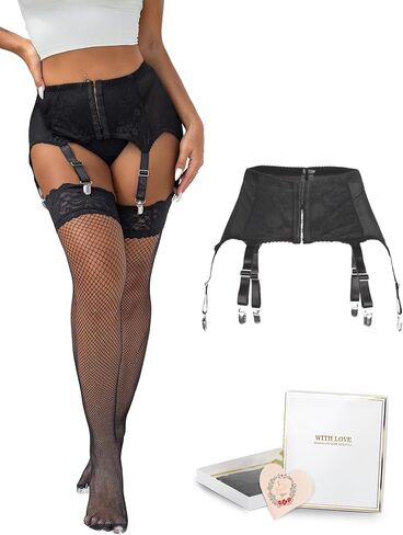 أحزمة رباط من الدانتيل لارتفاعات الفخذين بالإضافة إلى حجم حزام الحمالات مجموعة حزام الرباط ملابس داخلية مثيرة مع 6 أشرطة زلة in Kuwait