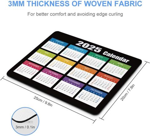 تقويم لوحة الماوس 2025، تقويمات لوحات ماوس الكمبيوتر، حصيرة مكتب مطاطية غير قابلة للانزلاق، لوحة مفاتيح ألعاب مكتبية (9.45 × 7.87 بوصة) in Kuwait