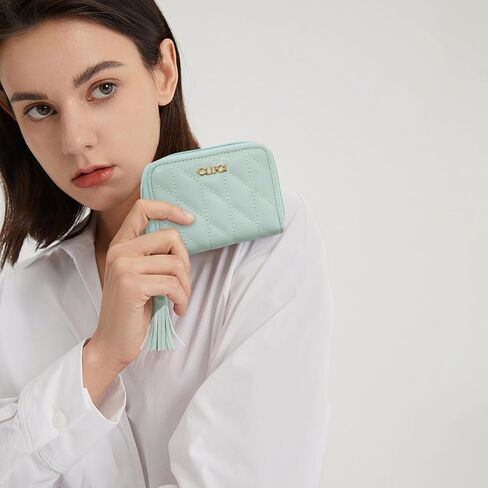 محفظة CLUCI صغيرة مبطنة للنساء RFID تحجب محفظة بطاقات الائتمان الجلدية مع معصم in Kuwait