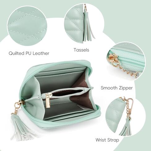 محفظة CLUCI صغيرة مبطنة للنساء RFID تحجب محفظة بطاقات الائتمان الجلدية مع معصم in Kuwait