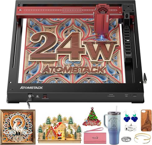 ATOMSTACK Pro Series Laser Engraver, Unibody Laser Cutter and Engraving Machine, 600mm/s High Speed Laser Engraver for Wood and Metal, Acrylic, Glass, etc.(24W-A24 Pro) in Saudi Arabia