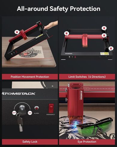 ATOMSTACK Pro Series Laser Engraver, Unibody Laser Cutter and Engraving Machine, 600mm/s High Speed Laser Engraver for Wood and Metal, Acrylic, Glass, etc.(24W-A24 Pro) in Saudi Arabia
