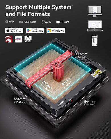 ATOMSTACK Pro Series حفارة ليزر، آلة قطع ونقش ليزر Unibody، 600 مم/ثانية حفارة ليزر عالية السرعة للخشب والمعادن، الأكريليك، الزجاج، إلخ. (24W-A24 Pro) in Kuwait