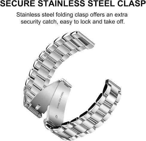 valkit Compatible Galaxy Watch 46mm/Galaxy Watch 3 45mm Bands, 2 Pack 22mm Stainless Steel Solid Metal Wrist Band Business Strap + Screen Protector for Gear S3 Frontier/Classic, Sliver/Black+Black in Saudi Arabia