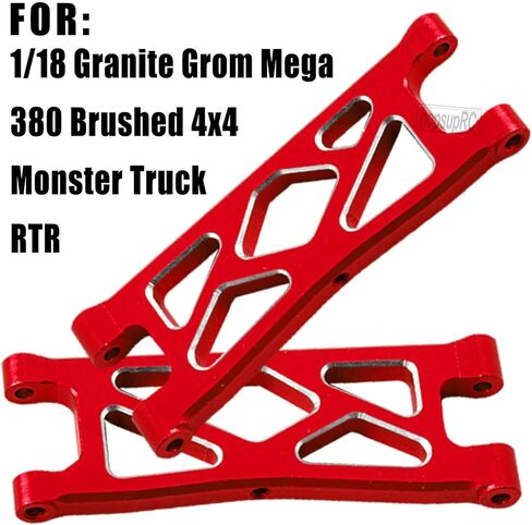 جزء التعليق الخلفي الأمامي من سبيكة RC من أجل 1/18 جرانيت جروم ميجا 380 المصقول 4x4 Monster Truck RTR، الألومنيوم الأمامي الخلفي A يقفز للأعلى، أحمر (8 قطع) in Saudi Arabia
