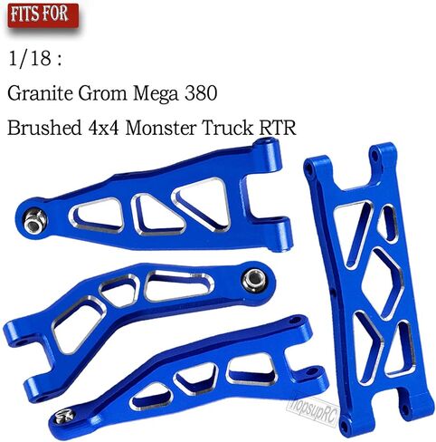 Aluminum Front Rear A Arms Upgrades Part for 1/18 Granite Grom Mega 380 Brushed 4x4 Monster Truck RTR,Alloy Front Rear Suspension A Arms Hops Up,8PCS,Navy Blue in Saudi Arabia