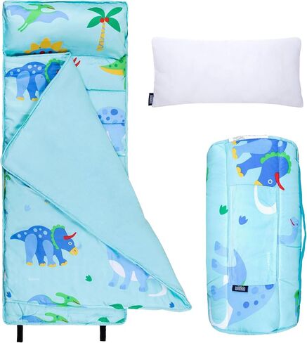 Wildkin Microfiber Nap Mat with Pillow for Toddler Boys and Girls, Measures 50 x 20 x 1.5 Inches, Ideal for Daycare and Preschool, Mom's Choice Award Winner (Jurassic Dinosaurs) in Kuwait