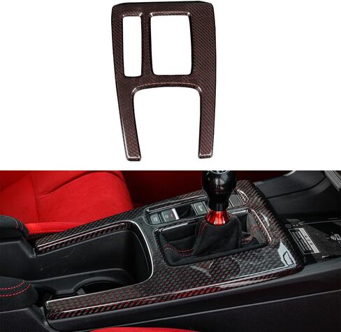 Red Black Carbon Fiber Center Console Gear Shift Panel Cover for 11th Gen Civic Type R FL5 Typer Central Control Panel Frame Overlay Gear Shifter knob Frame Cover(Red Black) in Saudi Arabia