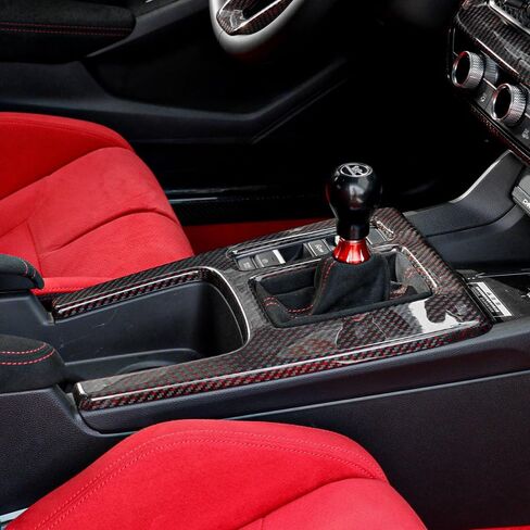 Red Black Carbon Fiber Center Console Gear Shift Panel Cover for 11th Gen Civic Type R FL5 Typer Central Control Panel Frame Overlay Gear Shifter knob Frame Cover(Red Black) in Saudi Arabia