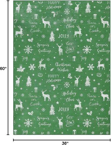 سجادة ROYHOME طويلة للممرات، سجادة عداء مزخرفة على شكل ندفة الثلج لعيد الميلاد، سجادة عداء للمطبخ غير قابلة للانزلاق، عداء داخلي لعيد الميلاد لمدخل غرفة المعيشة وغرفة النوم، أحمر 2 × 6 بوصة in Kuwait