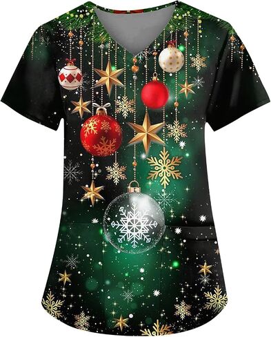 Women's Halloween Nurses Medical Scrub Top Halloween Devil Cat Pumpkin Printed Plus Size Workout Scrubs Shirts Uniform in Saudi Arabia