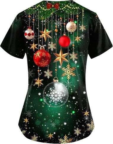 Women's Halloween Nurses Medical Scrub Top Halloween Devil Cat Pumpkin Printed Plus Size Workout Scrubs Shirts Uniform in Saudi Arabia