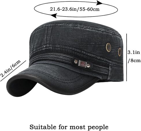Cadet Army Hat 2 Pieces Flat Top Cap Unisex Military Hat for Women Men in Kuwait