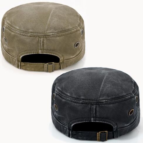 Cadet Army Hat 2 Pieces Flat Top Cap Unisex Military Hat for Women Men in Kuwait