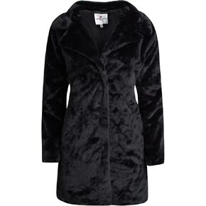URBAN REPUBLIC Women's Faux Fur Long Coat - Elegant Lapel Collared Long Winter Coat - Stylish Outdoor Coats for Women (S-XL)
