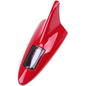 Shark Fin Antenna Solar Power LED Warning Tail Light Car Roof Antenna Decor Tail Light (Red)