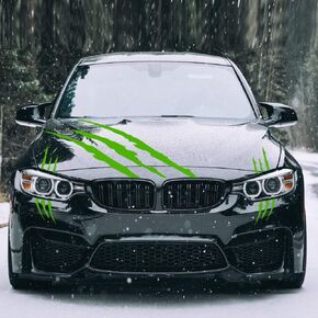 Car Decals Claw Mark Stickers to Cover Hood Headlights Scratches, Modified Cars/Vans/SUVs/Trucks, Pack of 3 (Green)