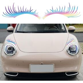 2PCS Auto Headlight Eyebrow Sexy Eyelashes Vinyl Universal Graphics Car Lamp Cover Sticker Self-Adhesive Stripe Decal Decoration for All Cars Yellow in Kuwait