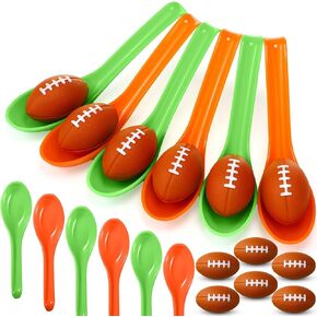 12 Pack Football Theme Party Game Spoon Relay Race Toy Set for Adults Boys Girls Mini Football Foam Ball and Spoon Race Game for Sports Party Indoor Outdoor School Class Birthday Party