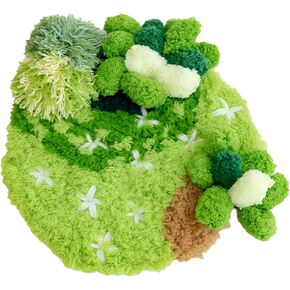 beausougon DIY Latch Hooking Craft 3D Coaster Set with Moss Design， Crochet Kit for Adults (B)