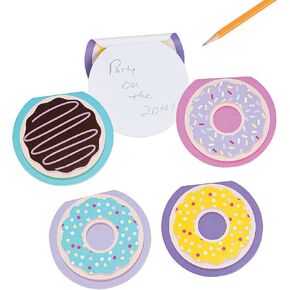 Donut Party Notepads, Bulk set of 24 - Birthday Party Favors and Stationery