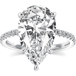 5.0CT Elongated Pear Shaped Engagement Ring,Hidden Halo Simulated Diamond Ring,925 Sterling Silver Promise Wedding Ring