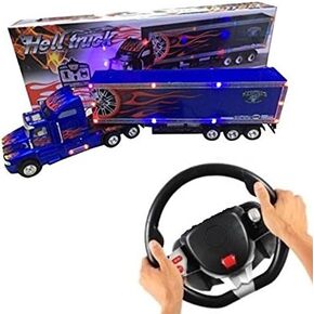 Big Daddy 2017 2.0 Series Extra Large Super Duty Tractor Trailer with Light & Music (Colors May Vary) Black & Blue