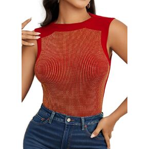 PrinStory Women's Carnival Fashion Shiny Sparkle Club Party Tops Shimmer Glitter Sexy Blouse Top