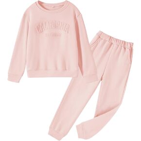 2 Piece Girls Outfits Letter Print Girls Clothes Sweatshirt Girls' Clothing Sets Sweatsuits + Sweatpants with Pockets