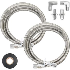 6AN 7FT Transmission Cooler Line Set, Replacement for GM 4L60 700R4 TH350 TH400, Upgraded Stainless Steel Braided Lines