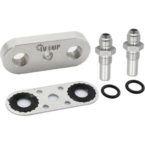 Transmission Cooler Line Adapter Plate 551121-6AN Compatible with 6L80E 6L90E 8L90E with Gasket 6AN Fittings Silver