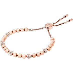 Michael Kors Stainless Steel and Pavé Crystal Beaded Bracelet for Women, Color: Rose Gold (Model: MKJ5220791)