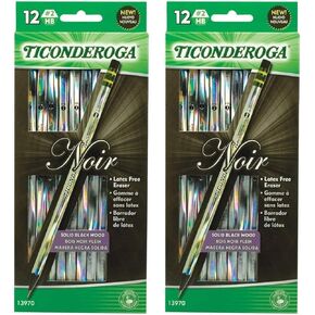 Ticonderoga Noir Holographic Woodcase Pencil, 12 Per Pack [Set of 2]