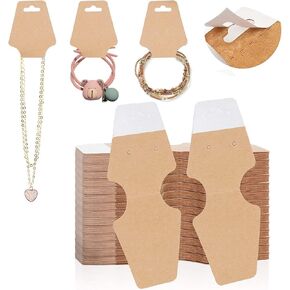 200 Pcs Necklace Display Cards with Adhesive, Thick Bracelet Keychain Display Cards, Kraft Paper Necklace Cards for Jewelry Display Selling in Kuwait