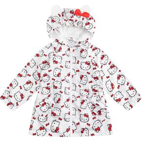 Hello Kitty Sanrio Girls Hooded Windbreaker Jacket with Ears for Toddler and Big Kids