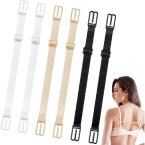 Bra Strap Clips Adjustable Elastic Bra Straps for all Cup Sizes in Six Sizes in Three Colors Bra Strap Holder Stop Slipping(Black, White, Skin tone)