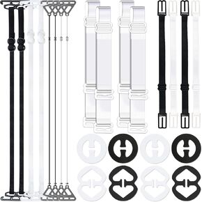 24 Pieces Bra Straps Accessories Set, Adjustable Bra Straps for Back, Non-Slip Bra Strap Clips, Replacement Shoulder Straps