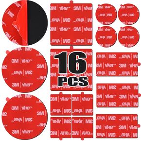 16 Pack Double-Sided Heavy Duty Tape, Made of 3M VHB 5952，Include 1 Inch and 2 Inch, Square, Rectangle, and Round Waterproof and Heat Resistant, Suitable for Car, Home Decoration, Outdoor Use