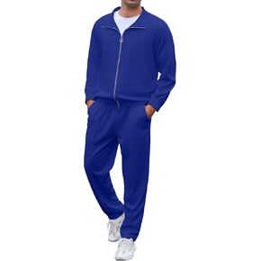 UOUA Mens 2 Piece Tracksuit Sets Casual Sweat Suits Outfit Full-Zip Jacket Jogging Pants Set for Sport Athletic