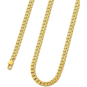 KeyStyle Cuban Link Chain for Men Women, 4mm/6mm/9mm 18k Real Gold Chains Necklace, 316L Stainless Steel Curb Link Necklaces Hip Hop Jewelry (36, 46, 51, 55, 61, 66, 71, 76cm)